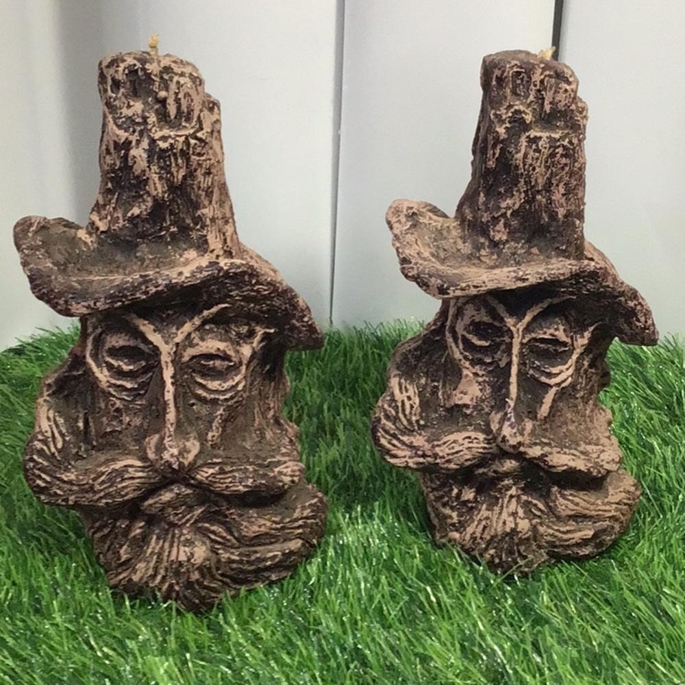 Vintage carved wax old man lot651 candle